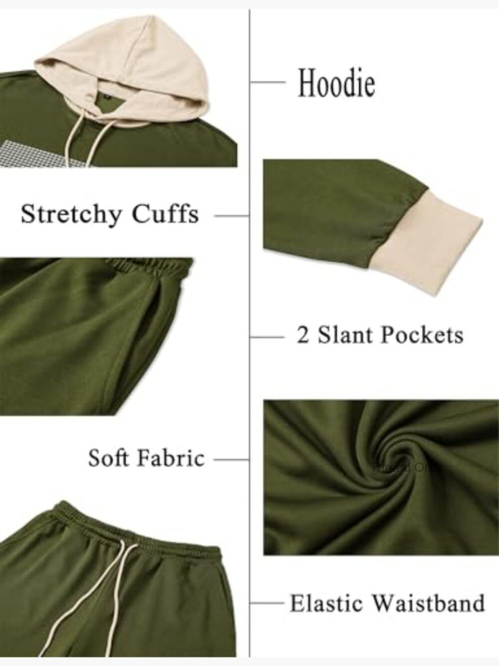 2 Piece Hoodie & Jogger Set Athletic Tracksuit Sweatsuit - Picture 6 of 7